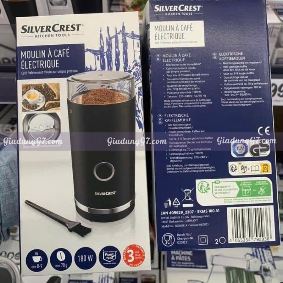 Máy xay cà phê điện SilverCrest SKMS 180 Cà phê xay tươi chỉ với một nút bấm.