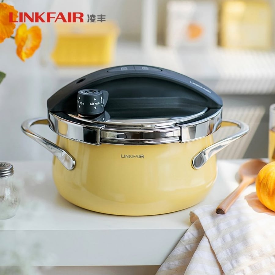 Nồi áp suất Linkfair 20cm 3L Màu sắc đẹp bắt mắt. Thiết kế dáng nồi cực đẹp, bỏ nắp ra sử dụng như một nồi canh