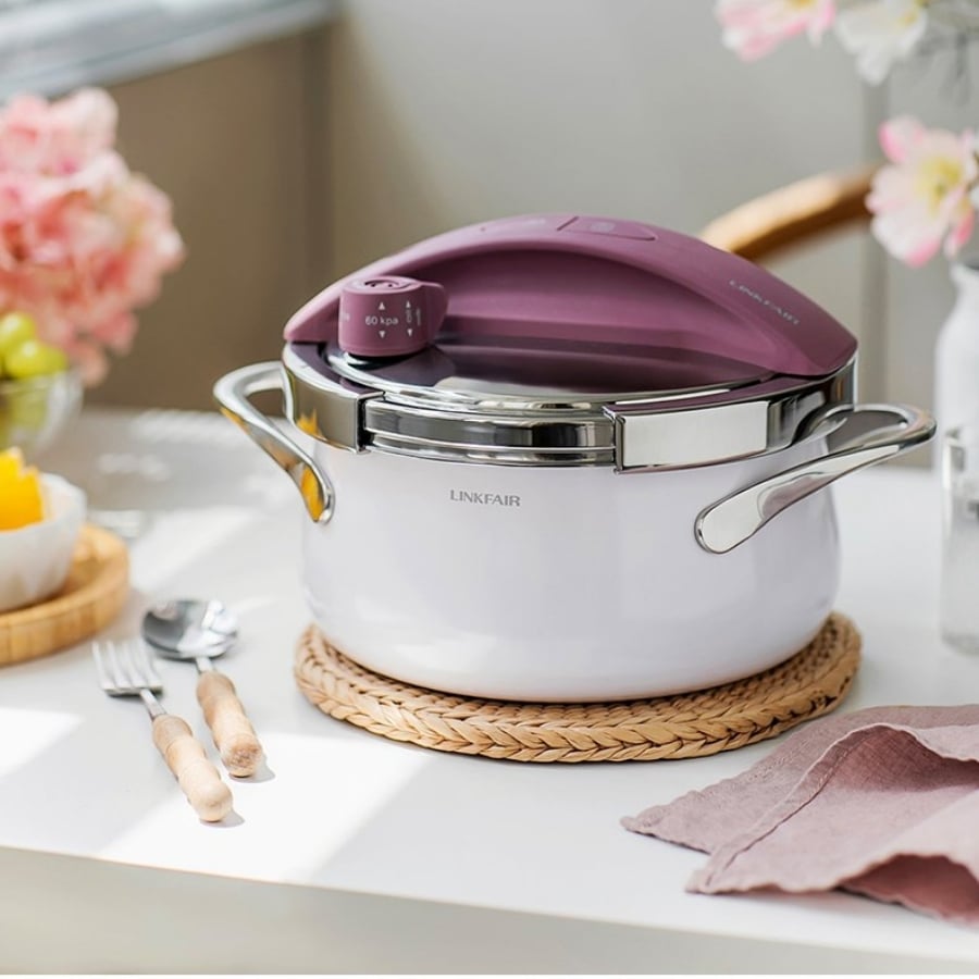 Nồi áp suất Linkfair 20cm 3L Màu sắc đẹp bắt mắt. Thiết kế dáng nồi cực đẹp, bỏ nắp ra sử dụng như một nồi canh