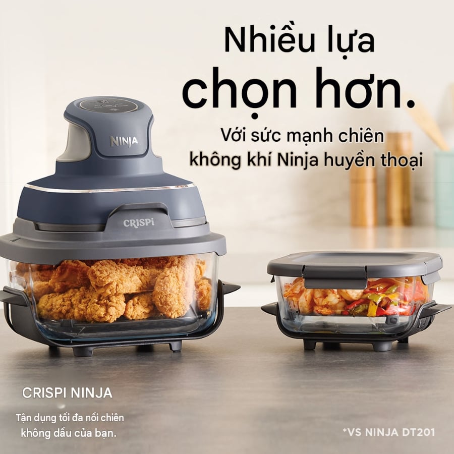 Nồi chiên không dầu cầm tay Ninja CRISPi bằng kính - Cyber Space FN101 4in1 - Một thiết bị duy nhất, nhiều chức năng.