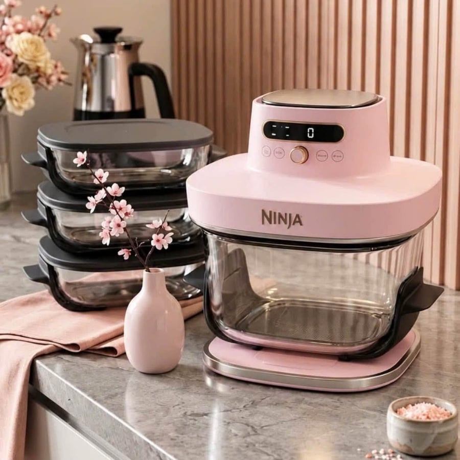 Nồi chiên không dầu Ninja CRISPi PRO 7in1 XL Các hộp đựng bằng thủy tinh bền, chịu được sốc nhiệt.