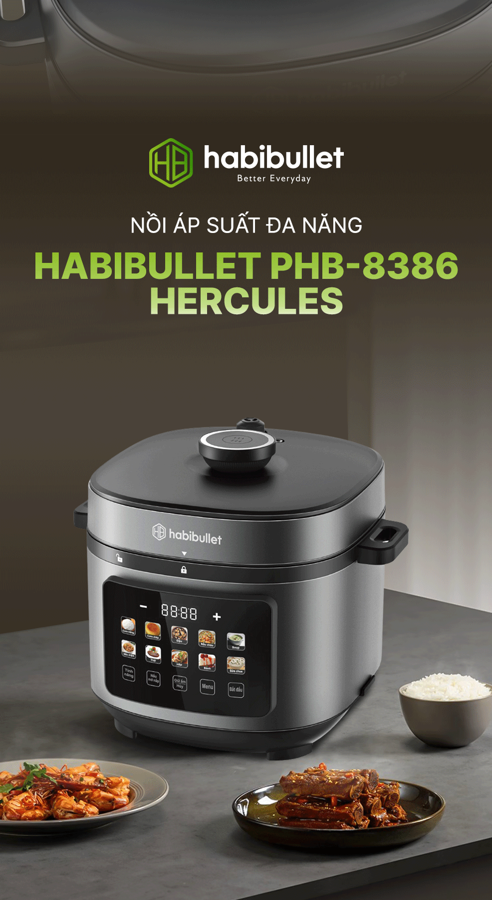 Nồi cơm áp suất đa năng Habibullet PHB-8386