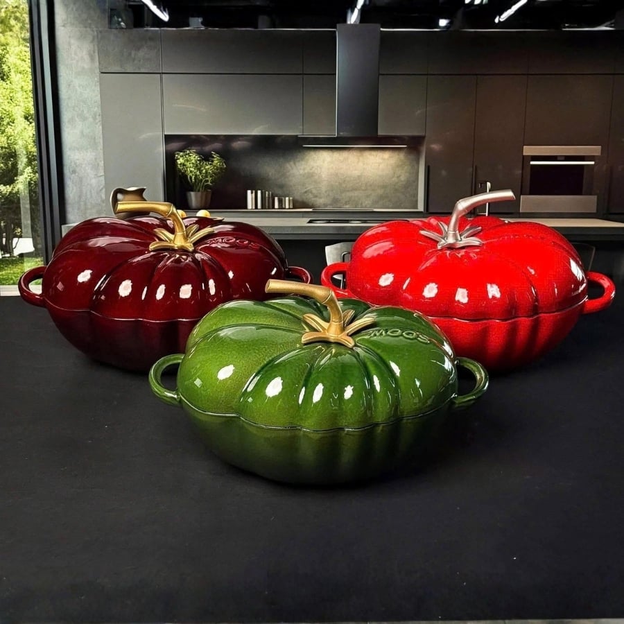 Nồi gang cà chua mini Moos 16cm Thiết kế cà chua độc đáo – đỉnh cao art decor