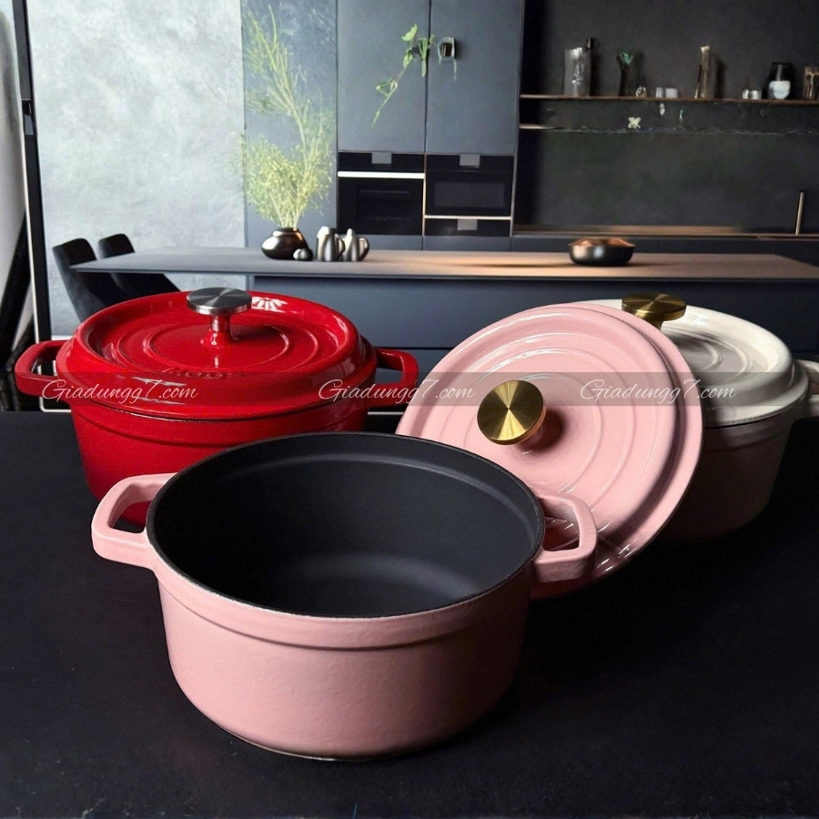 Nồi gang tròn Moos 24cm Phiên bản núm vàng LIMITED – nhìn là khác biệt hẳn