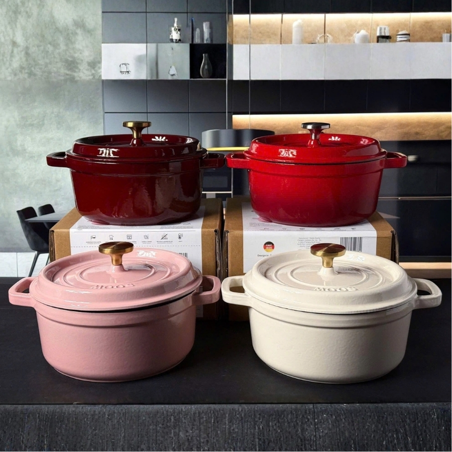 Nồi gang tròn Moos 24cm Phiên bản núm vàng LIMITED – nhìn là khác biệt hẳn