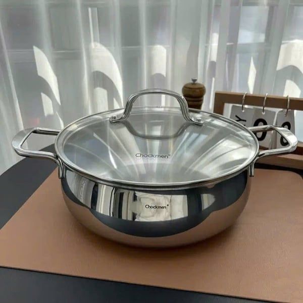 Nồi lẩu lùn Chockmen 26cm/ 28cm Chất liệu: inox 18/10 (tương đương inox 316 theo tiêu chuẩn nội địa Trung
