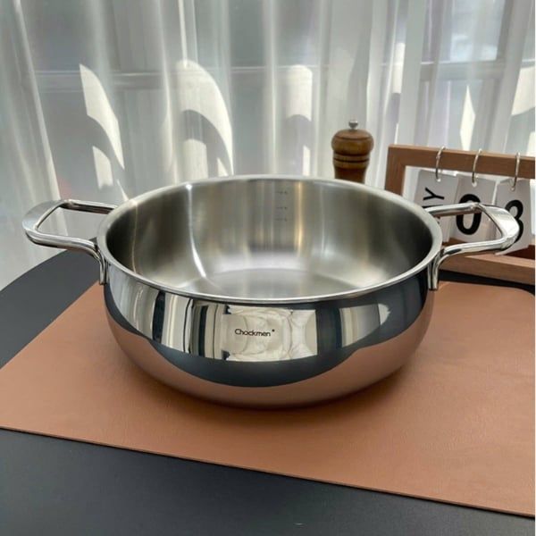 Nồi lẩu lùn Chockmen 26cm/ 28cm Chất liệu: inox 18/10 (tương đương inox 316 theo tiêu chuẩn nội địa Trung