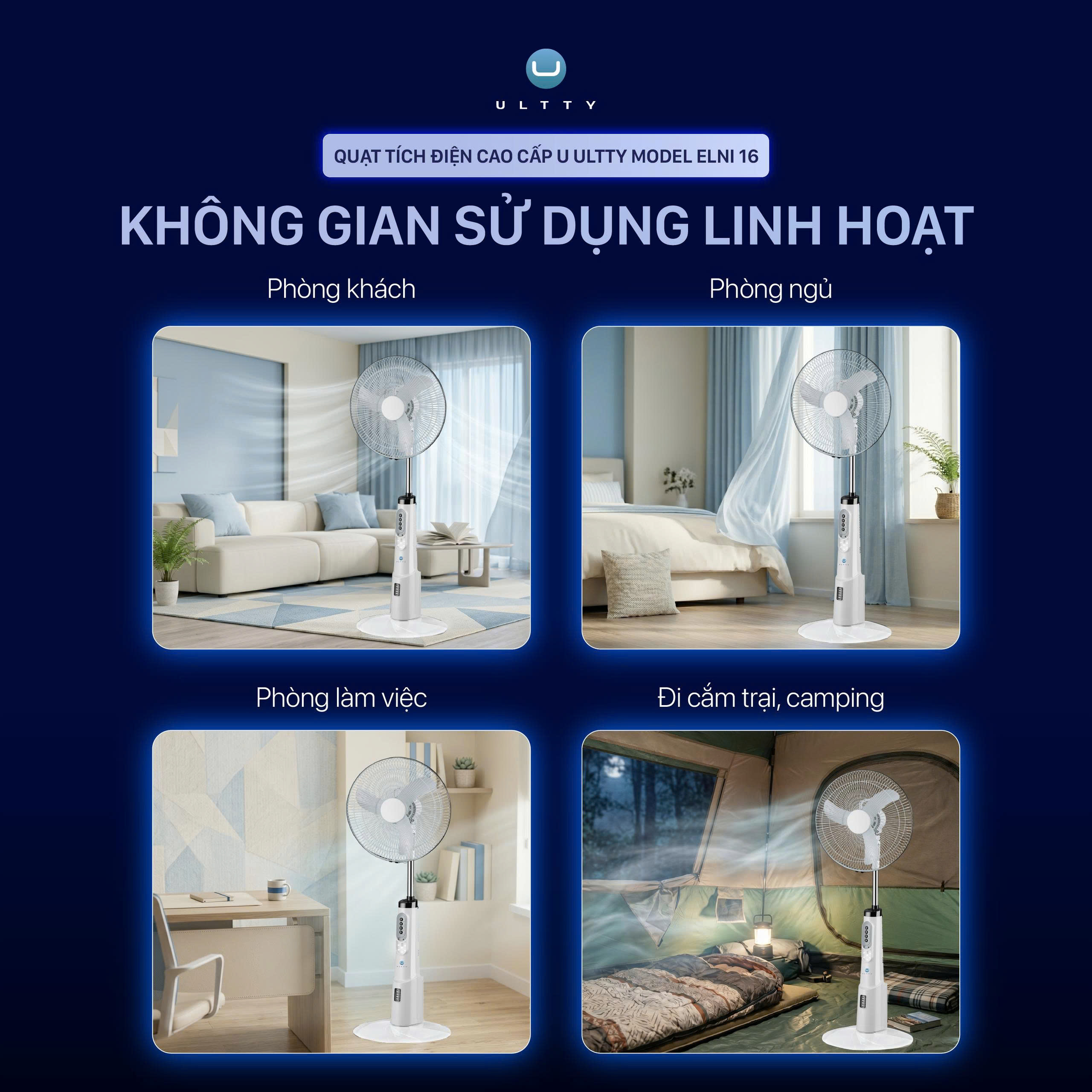 Quạt tích điện U Ultty ELNI 16 Thiết kế linh hoạt - Giải pháp kinh tế bền vững