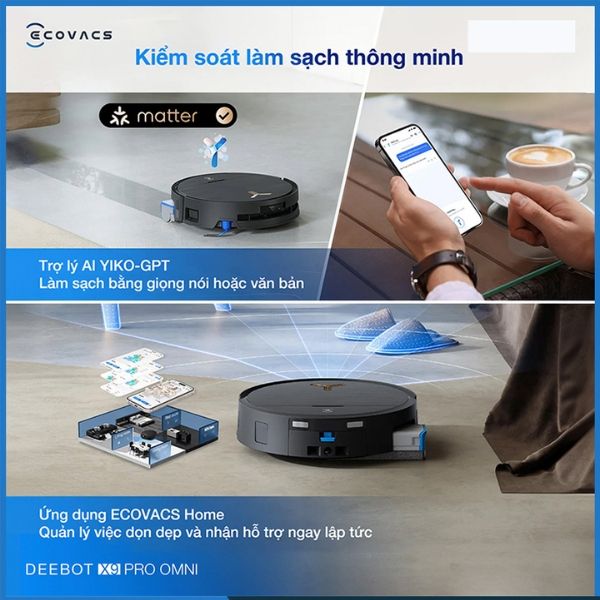Robot hút bụi Ecovacs Deebot X9 Pro Omni Trải Nghiệm Sống Thông Minh Hơn Với YIKO AI