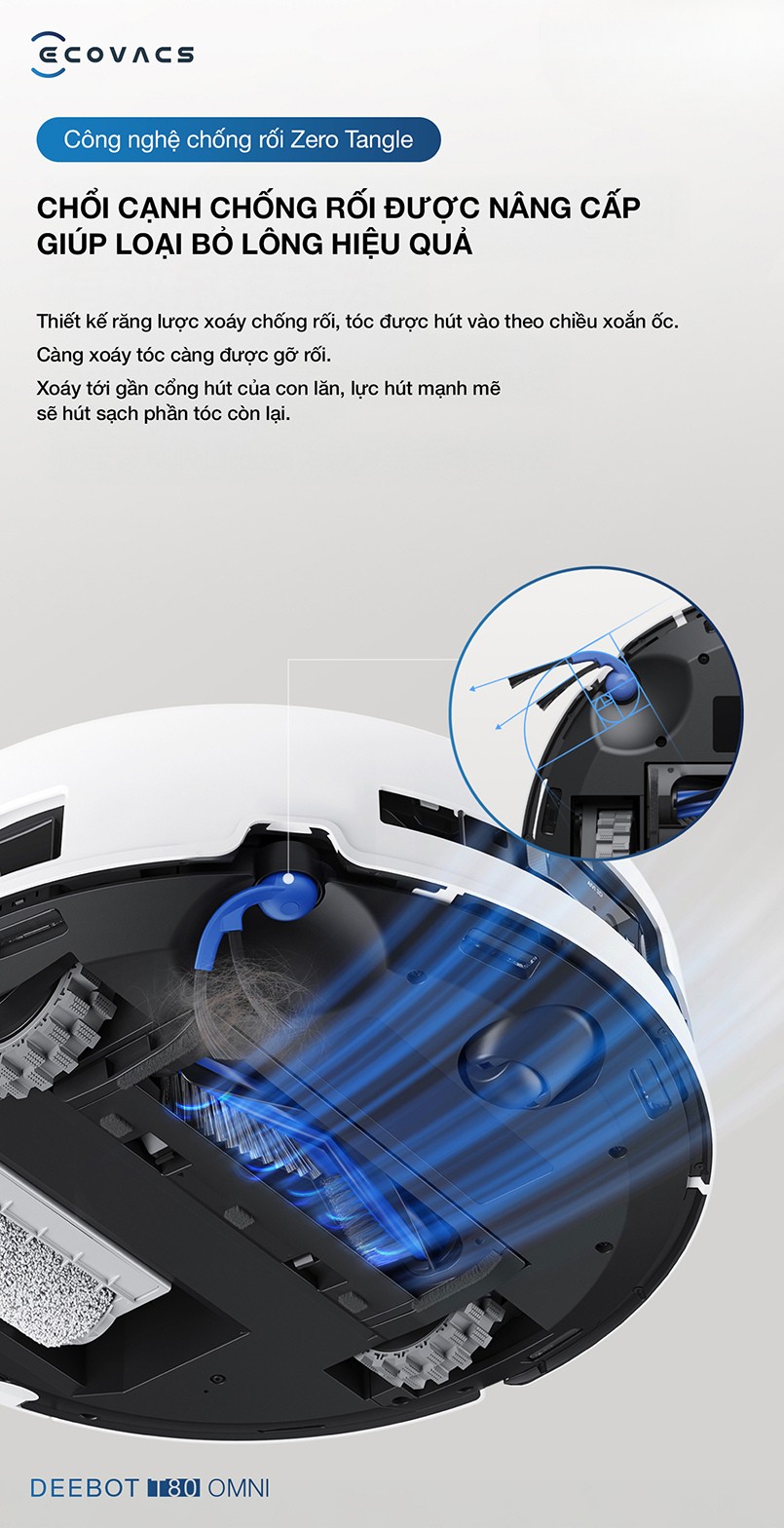Robot Hút Bụi Lau Nhà Ecovacs Deebot T80 Omni (Đen/ Trắng)
