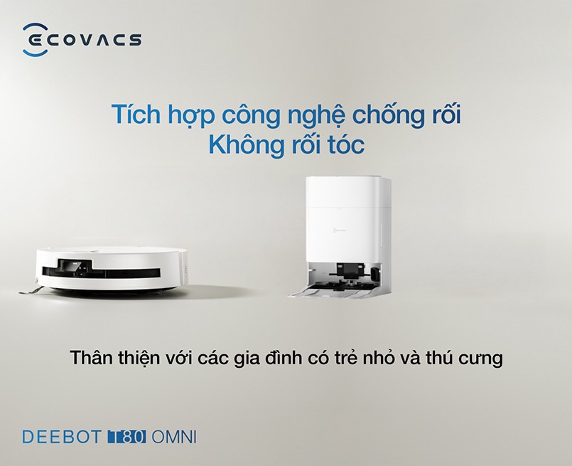 Robot Hút Bụi Lau Nhà Ecovacs Deebot T80 Omni (Đen/ Trắng)