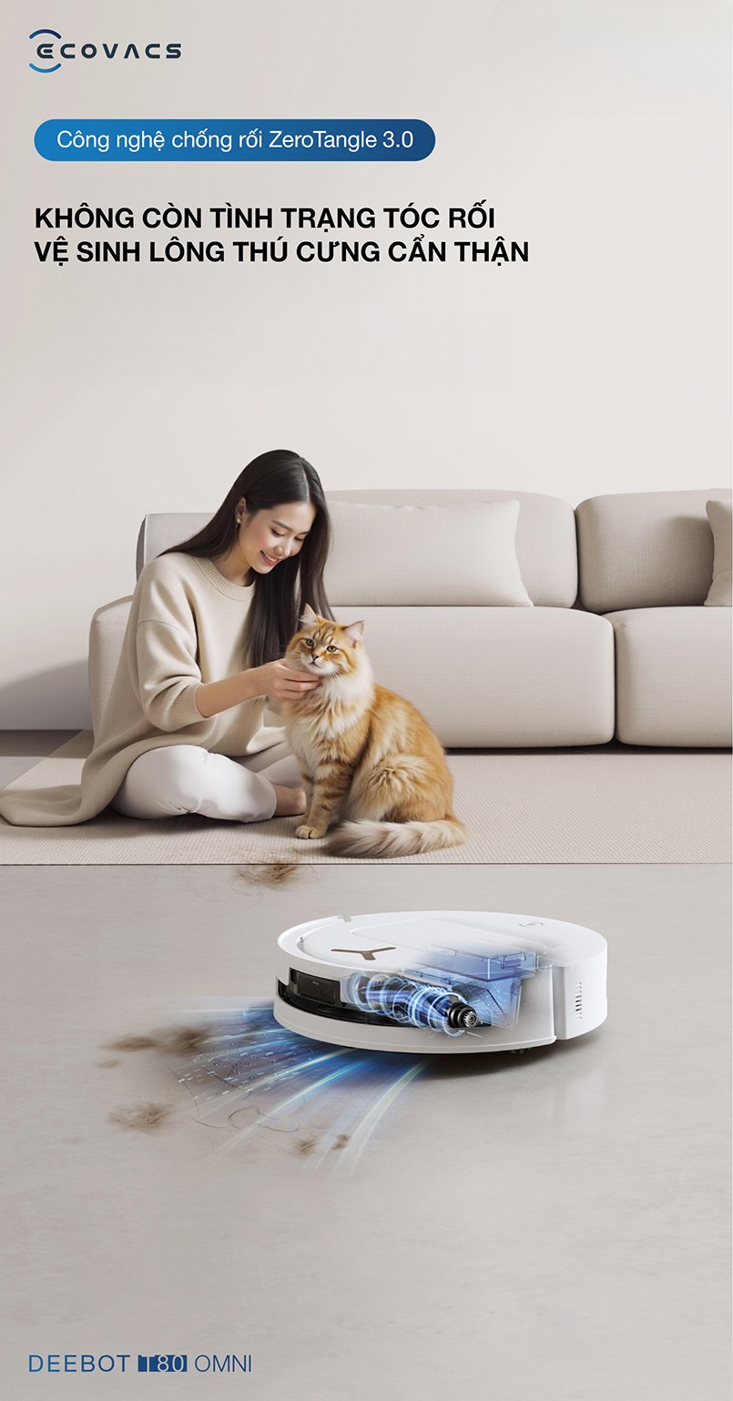 Robot Hút Bụi Lau Nhà Ecovacs Deebot T80 Omni (Đen/ Trắng)
