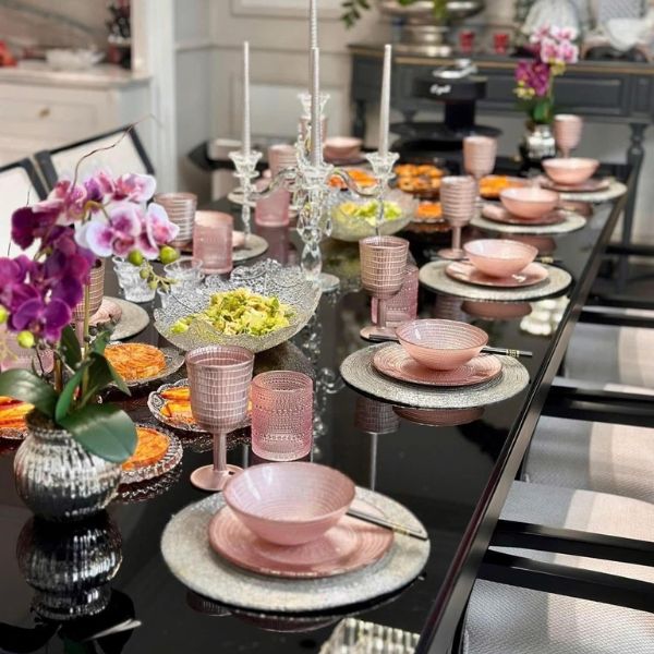 Set 18 món bát đĩa ly Viola - Màu Hồng