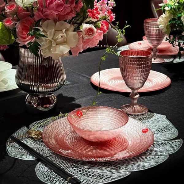 Set 18 món bát đĩa ly Viola - Màu Hồng