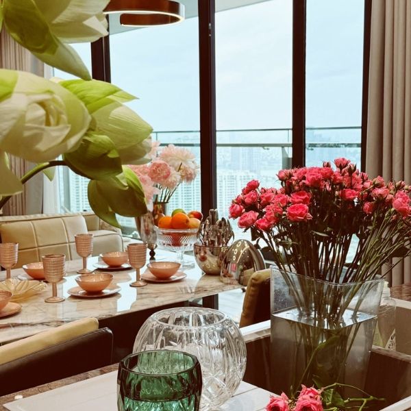 Set 18 món bát đĩa ly Viola - Màu Hồng