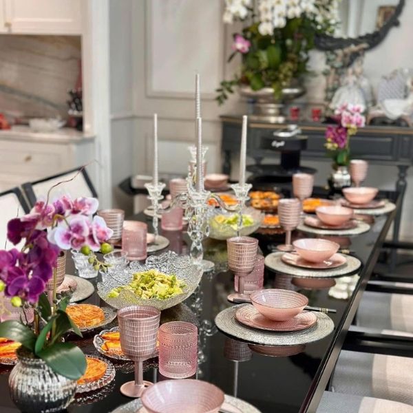 Set 18 món bát đĩa ly Viola - Màu Hồng