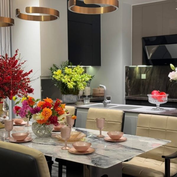 Set 18 món bát đĩa ly Viola - Màu Hồng