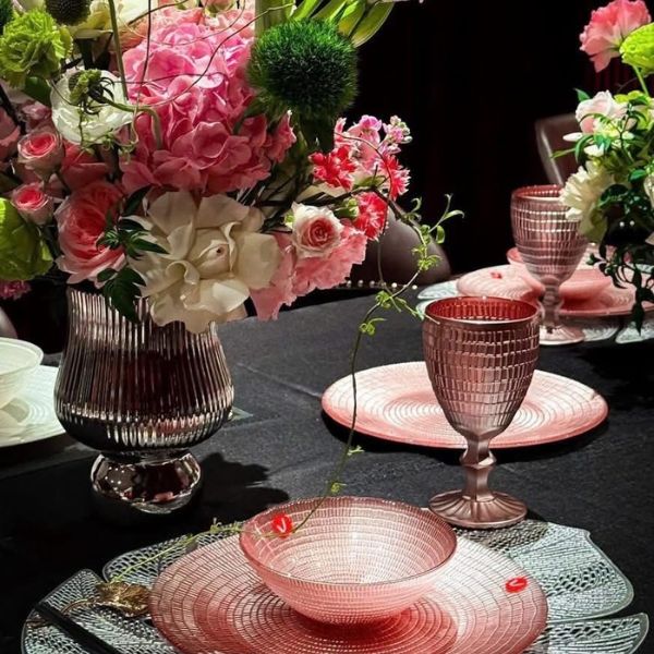 Set 18 món bát đĩa ly Viola - Màu Hồng