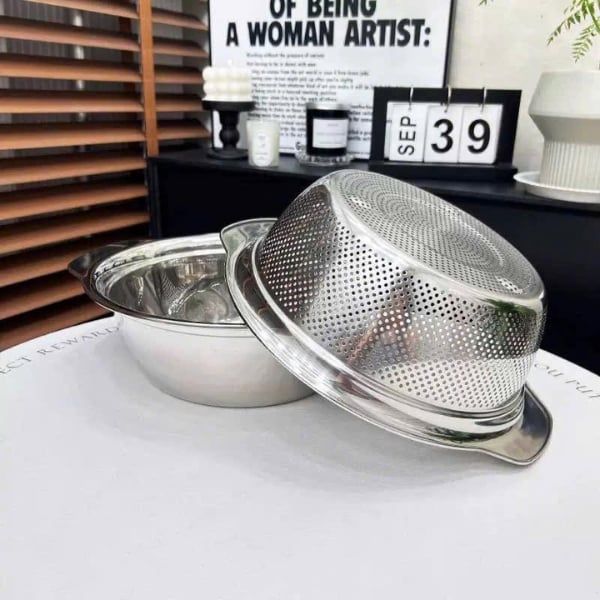 Set rổ chậu Inox Chockmen 27cm Vật Liệu Thép Không Gỉ Cao Cấp