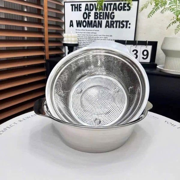 Set rổ chậu Inox Chockmen 27cm Thiết Kế Dung Tích Lớn, Tiện Dụng