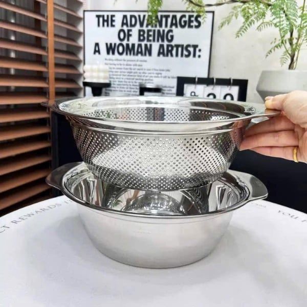 Set rổ chậu Inox Chockmen 27cm Vật Liệu Thép Không Gỉ Cao Cấp