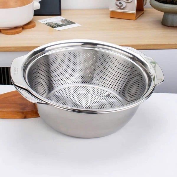 Set rổ chậu Inox Chockmen 27cm Bộ Đôi Đa Năng Cho Mọi Công Việc Nhà Bếp