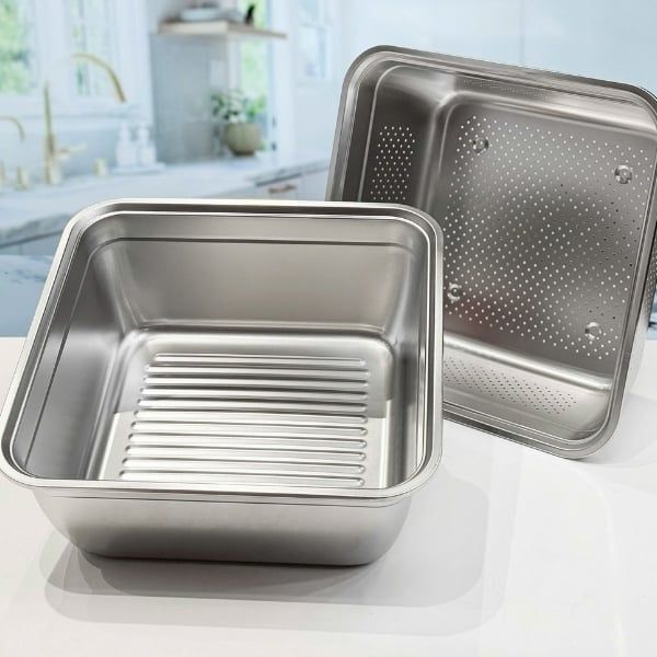 Set Rổ Chậu Inox Keller 32cm - Thoát Nước Hiệu Quả, Tiết Kiệm Thời Gian