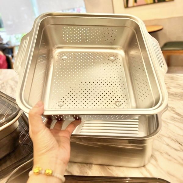 Set Rổ Chậu Inox Keller 32cm - Thiết Kế Dung Tích Lớn, Tiện Dụng