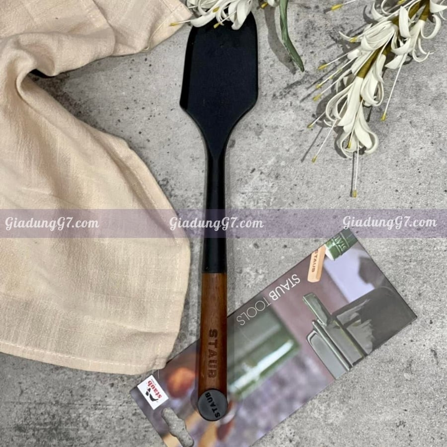 Thìa Staub Spatula Palette Knife 30cm Đầu silicon hình thìa