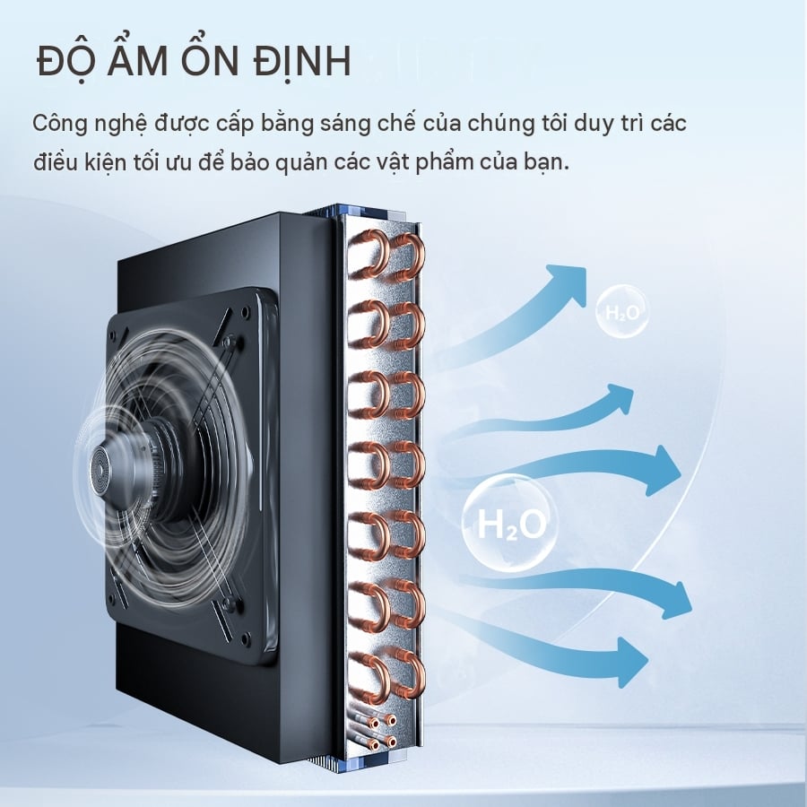 Tủ lạnh HCK GCD-401B-WS AuraTouch Smart View 401L Độ ồn chỉ 38dB, vận hành êm ái