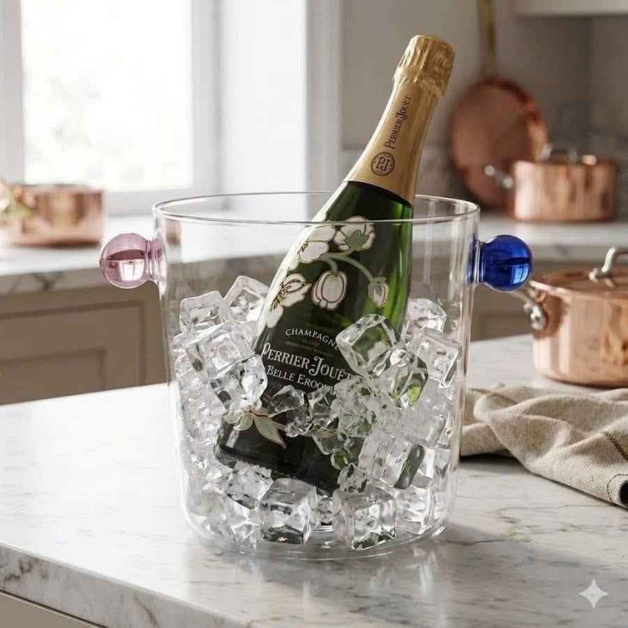 Xô đá IVV Collier Borosilicate 4000ml Thiết kế tối giản, dễ kết hợp với nhiều phong cách nội thất của gia chủ.