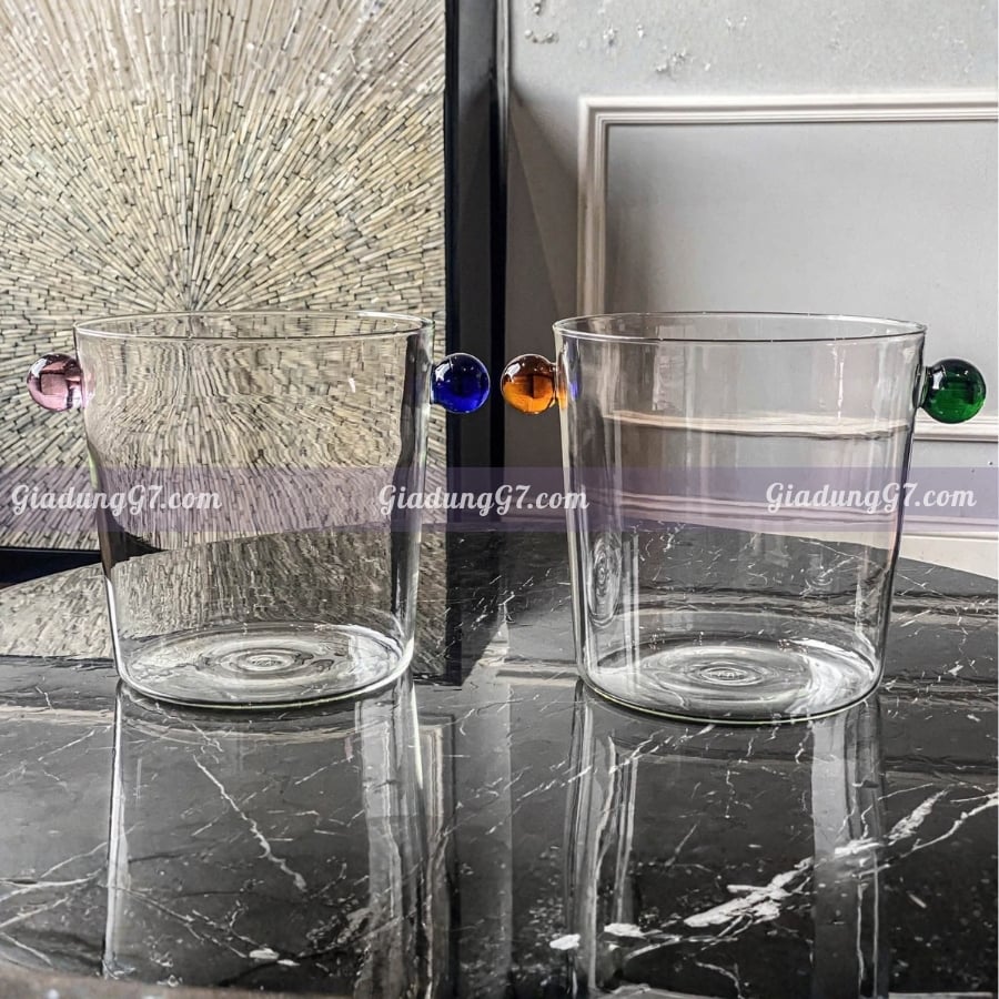 Xô đá IVV Collier Borosilicate 4000ml trong suốt với hai tay cầm màu khác nhau