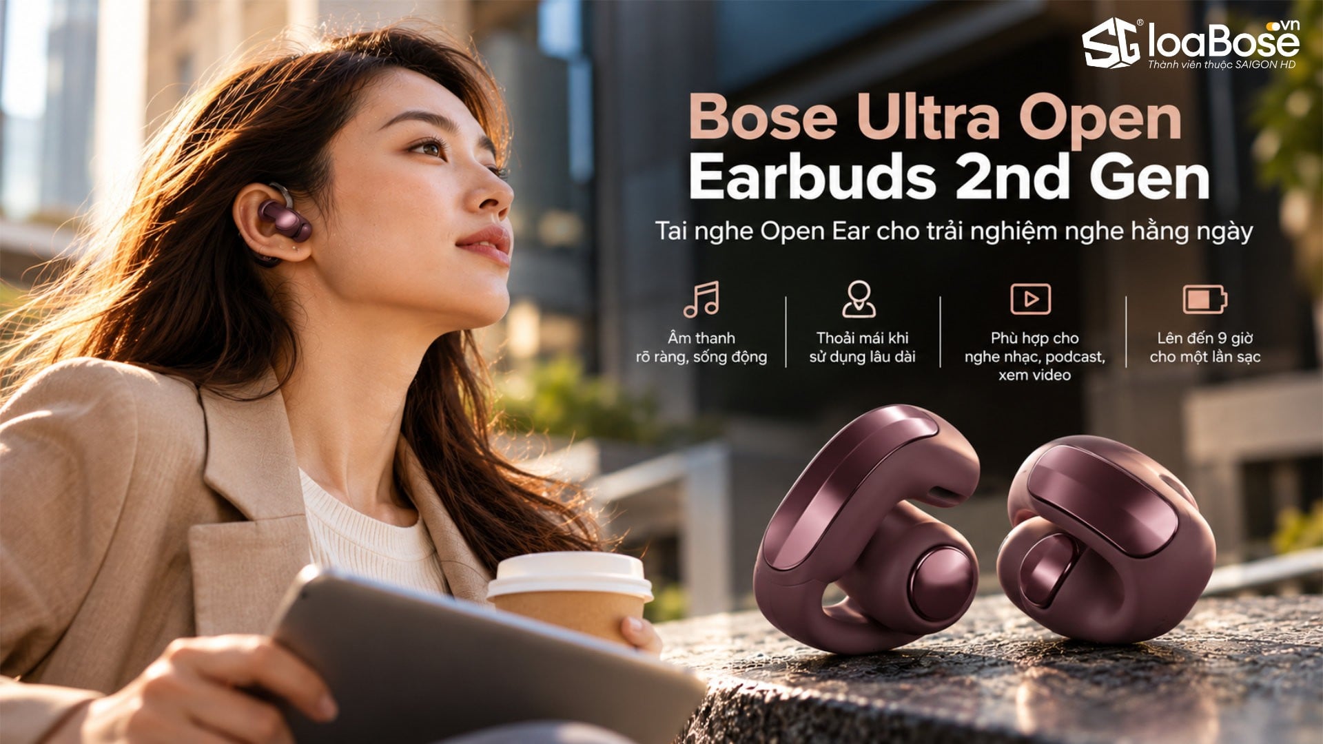 Tai nghe True Wireless dạng mở Bose Ultra Open Earbuds 2nd Gen chính hãng mới nhất