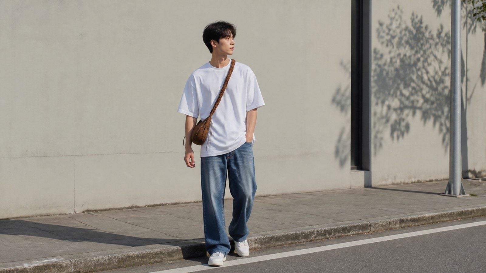 Túi MLB chia mảng trang phục trong outfit Y2K hiện đại