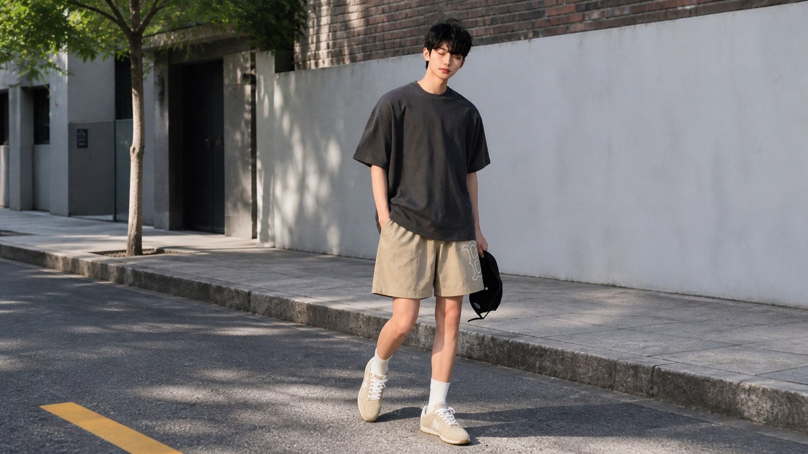 Quần shorts MLB phối với sneaker theo phong cách Y2K năng động