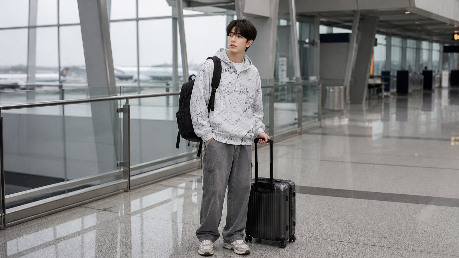 Outfit đi du lịch linh hoạt với sneaker áo thun hoodie và nón