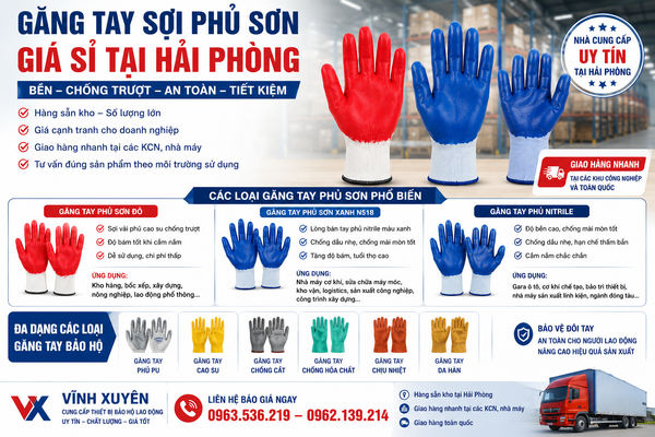 Găng tay sợi phủ sơn giá rẻ tại Hải Phòng