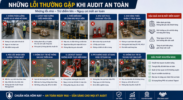 Những lỗi thường gặp khi audit an toàn nhà máy