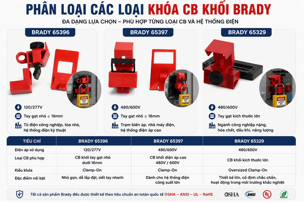 Các loại khóa khối an toàn Brady