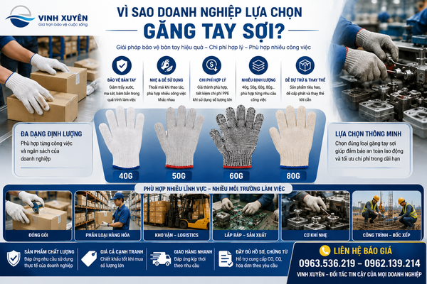Vì sao doanh nghiệp nên sử dụng găng tay sợi