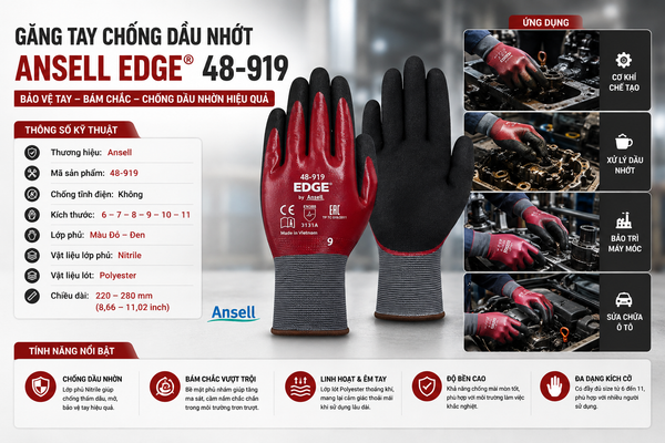 Găng tay chống dầu nhớt Ansell 48-919