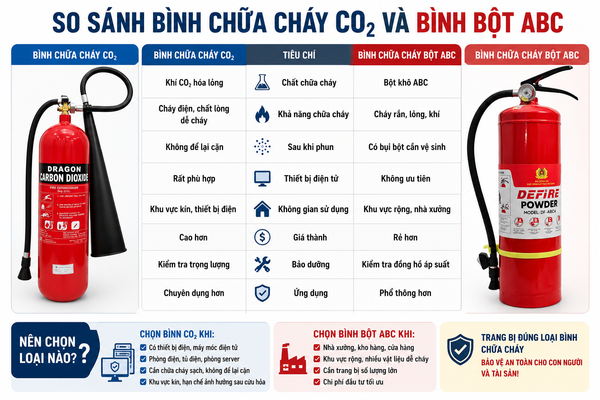 So sánh bình chữa cháy bột và bình chữa cháy khí