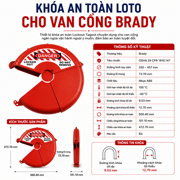 Khóa an toàn loto cho van cổng Brady