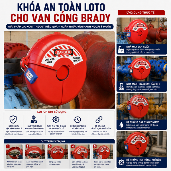 Môi trường sử dụng khóa an toàn loto cho van cổng Brady