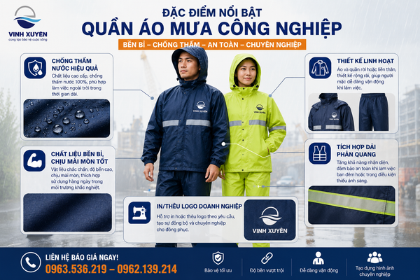Đặc điểm nổi bật của quần áo mưa công nghiệp