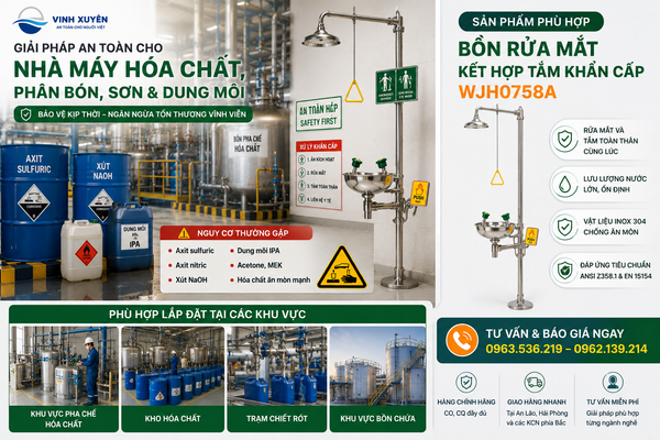 bồn rửa mắt khẩn cấp kết hợp tắm
