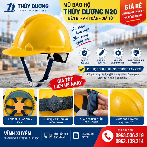 Mũ bảo hộ Thùy Dương giá rẻ cho công nhân công trình