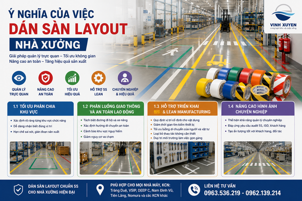 Ý nghĩa của việc dán băng dinh, layout dán sàn nhà xưởng