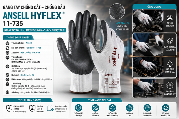 Găng tay chống cắt chống dầu Ansell Hyfkex 11-735