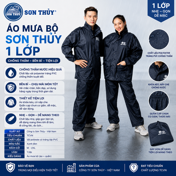 Quần áo mưa Sơn Thủy loại 1 lớp